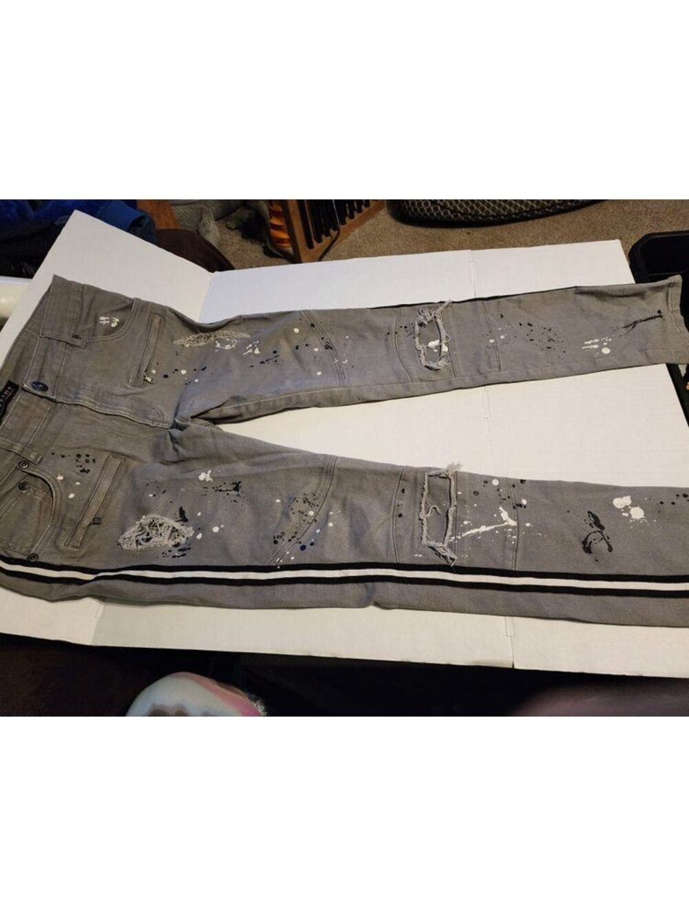 M. Society Men's Distressed Gray Skinny jeans